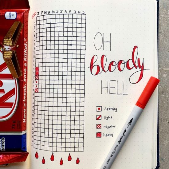 tracking your period in your bullet journal from Amber Cliff