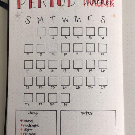 tracking your period in your bullet journal from Helena Rotte