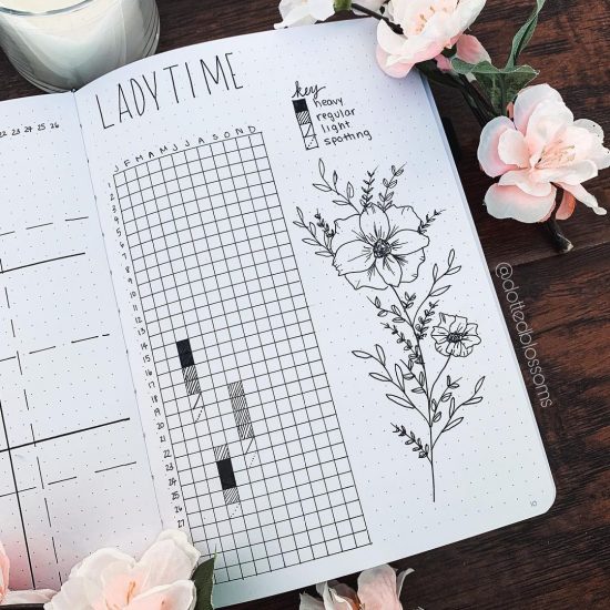 tracking your period in your bullet journal from dottedblossoms